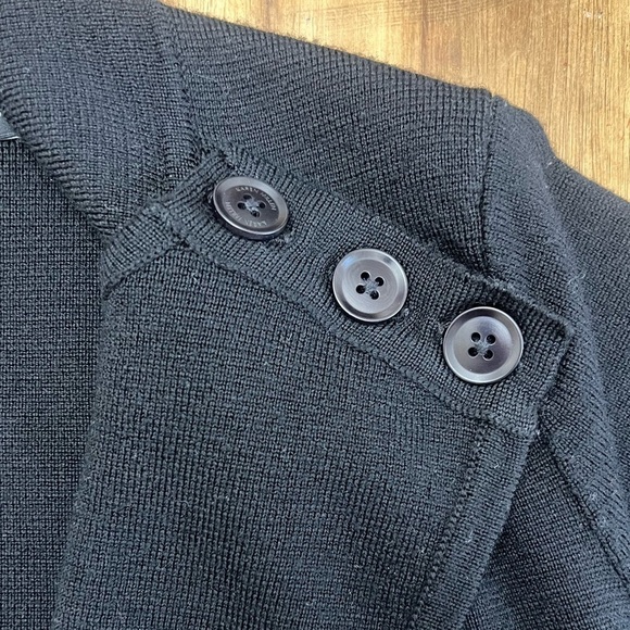 Karen Millen Open Front Button Shoulder Wool Blend Cardigan Black Sweater Sz XS - Picture 3 of 11